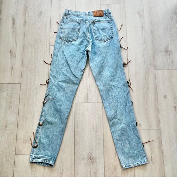 Vintage UNION MADE Polo Ralph Lauren Western Leather Fringe Concho Jeans ILGWU - Picture 13 of 13